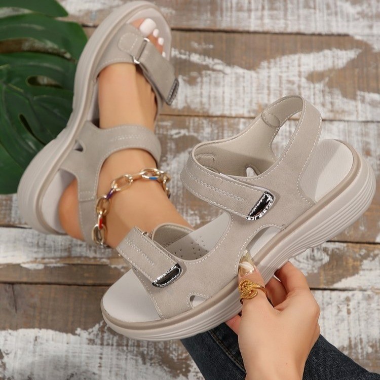 Casual Velcro-design Sandals Summer Comfortable Fish Mouth Sports Sandals Women Lightweight Beach Shoes - Image 4