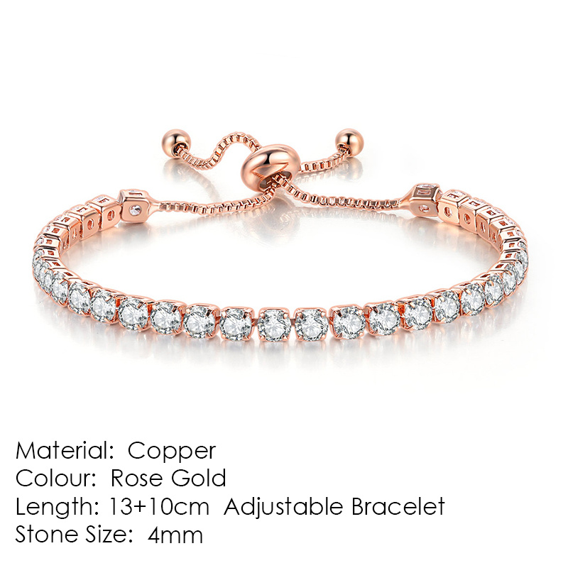Round Zircon Single Row Full Diamond Tennis Bracelet - Image 3