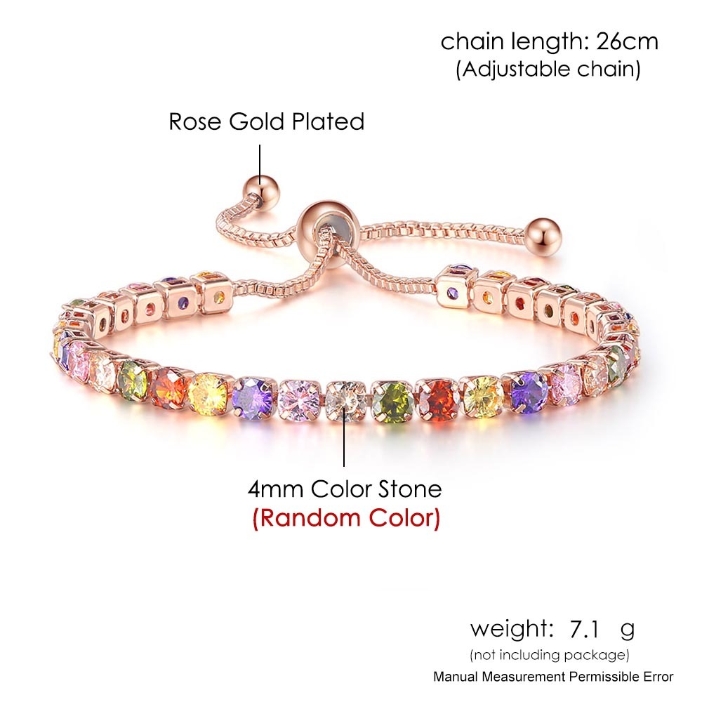 Round Zircon Single Row Full Diamond Tennis Bracelet - Image 2