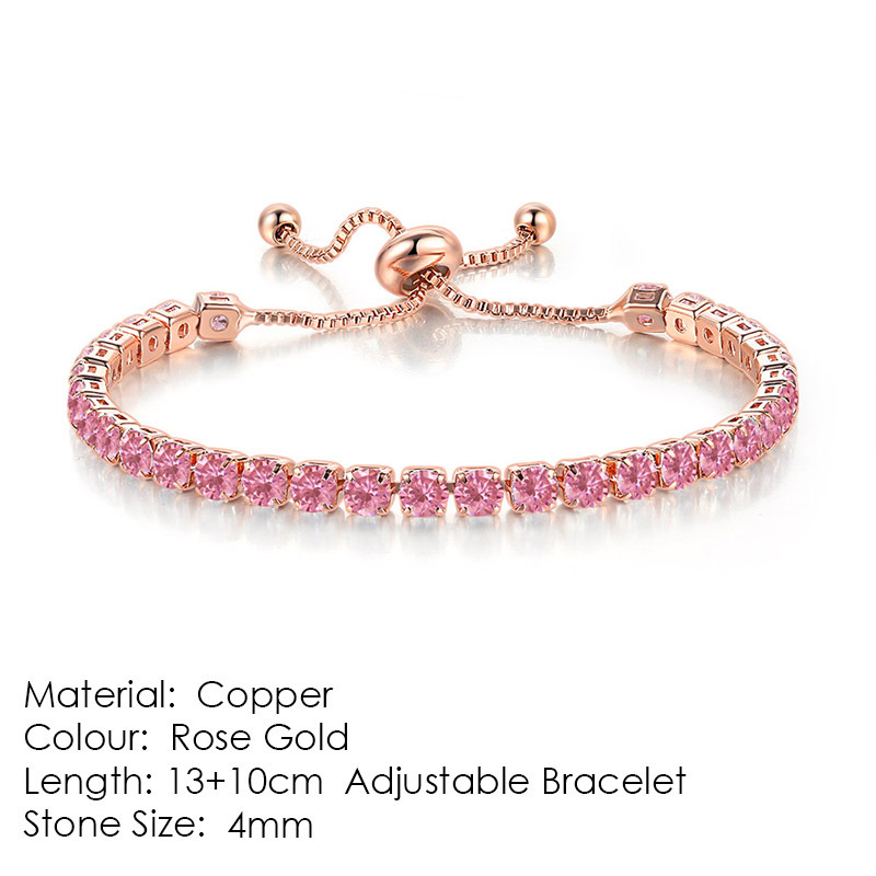 Round Zircon Single Row Full Diamond Tennis Bracelet - Image 7
