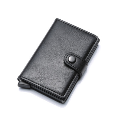 RFID Anti-theft Men Vintage Wallet Aluminum Metal Purse Leather Cover - Image 2