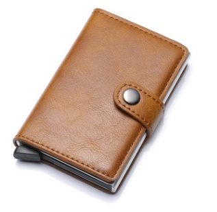 RFID Anti-theft Men Vintage Wallet Aluminum Metal Purse Leather Cover - Image 3