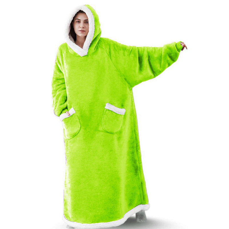 Lazy Blanket Hooded Flannel TV Blanket Lazy Clothes Pajamas Sweater - Image 9