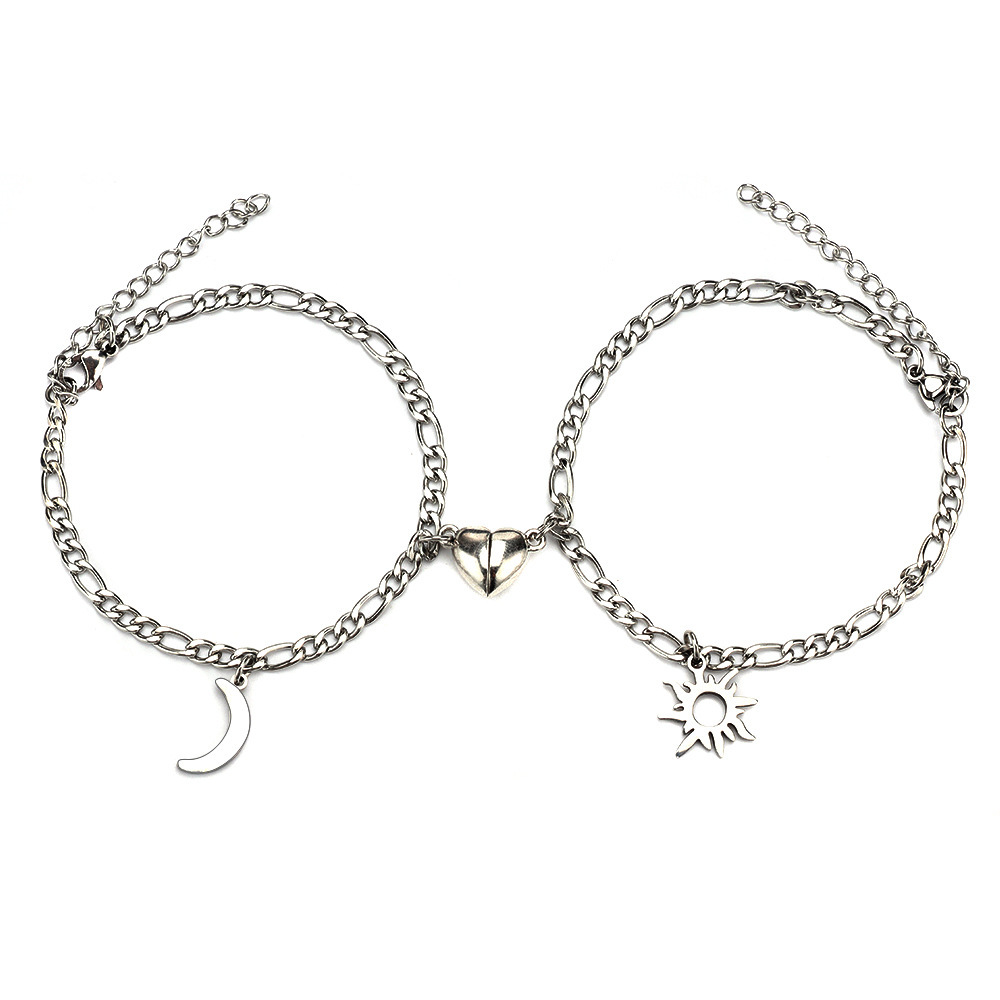 2Pcs Sun Moon Charm Magnet Attraction Stainless Steel Bracelets For Couples Men Women Jewelry Wholesale Valentine's Day Gifts - Image 5