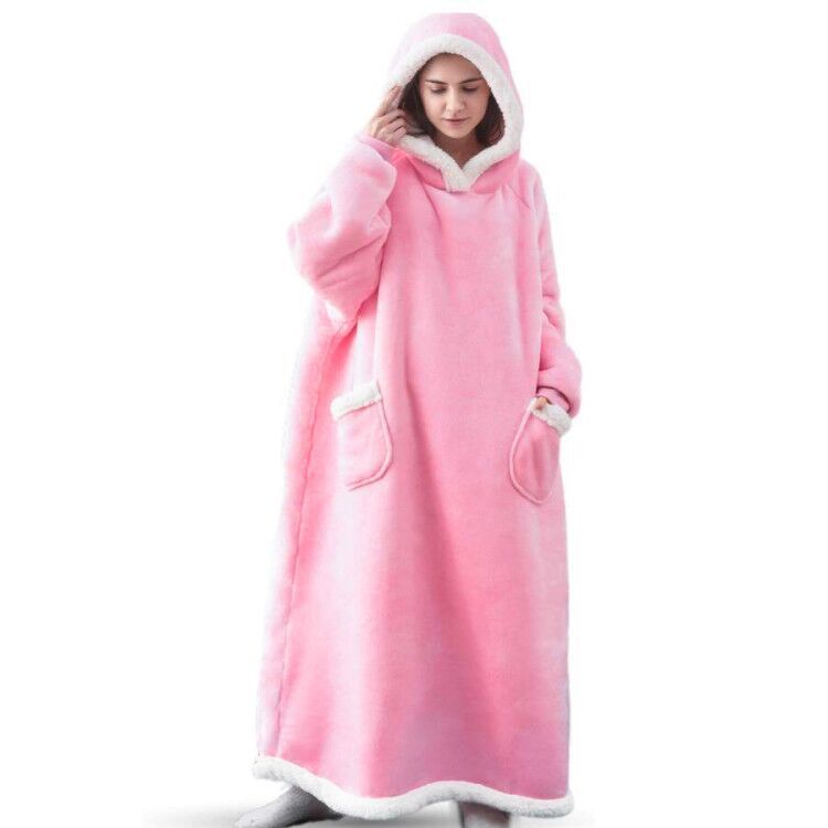 Lazy Blanket Hooded Flannel TV Blanket Lazy Clothes Pajamas Sweater - Image 8
