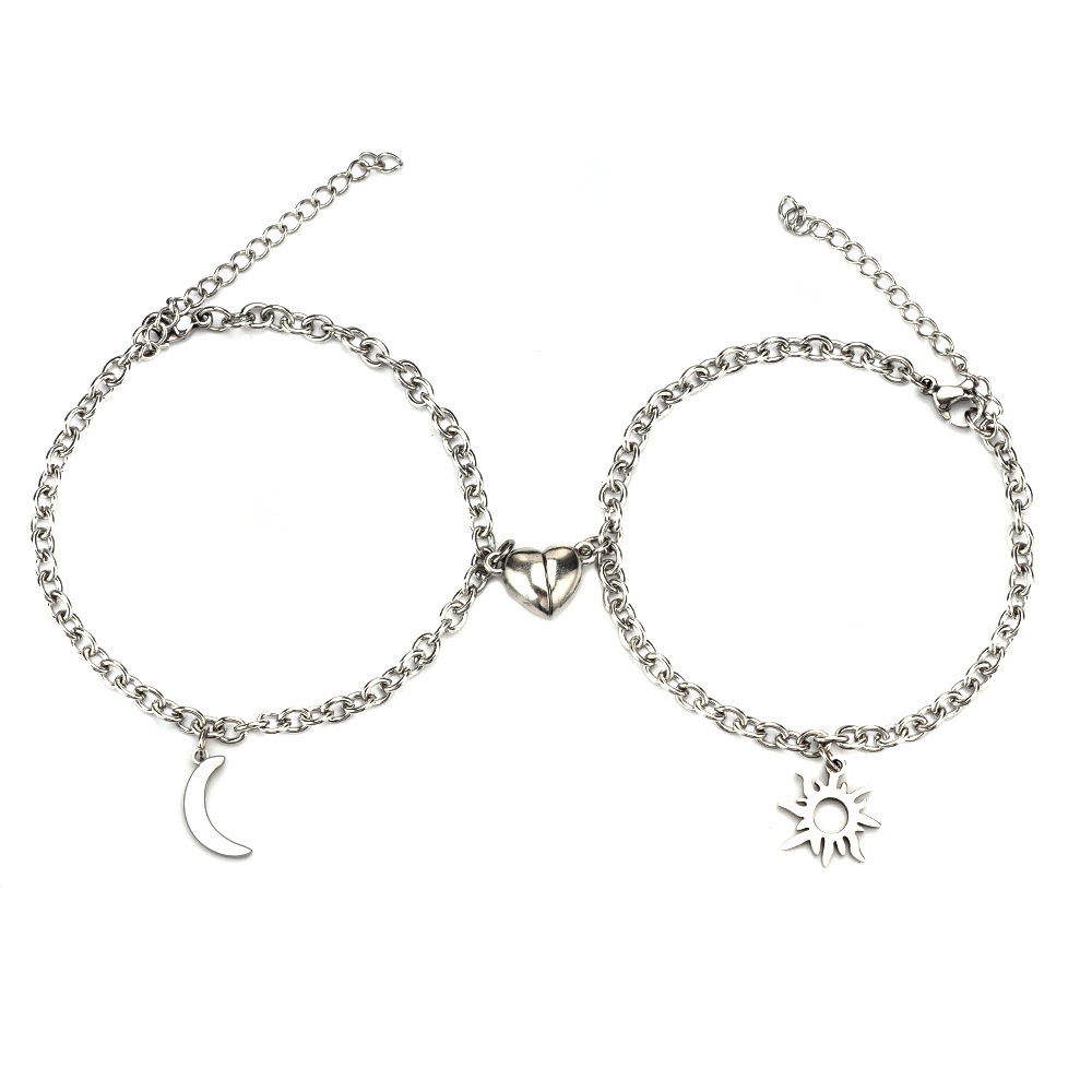 2Pcs Sun Moon Charm Magnet Attraction Stainless Steel Bracelets For Couples Men Women Jewelry Wholesale Valentine's Day Gifts - Image 7