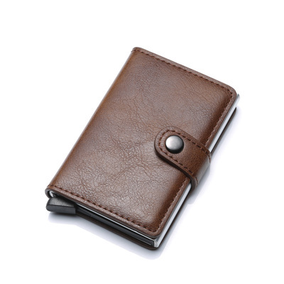 RFID Anti-theft Men Vintage Wallet Aluminum Metal Purse Leather Cover - Image 8