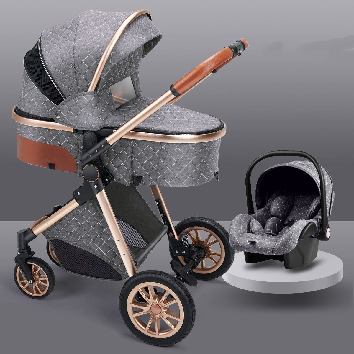 Stylish High View Stroller Lightweight Folding - Image 8