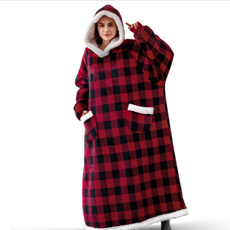Lazy Blanket Hooded Flannel TV Blanket Lazy Clothes Pajamas Sweater - Image 6