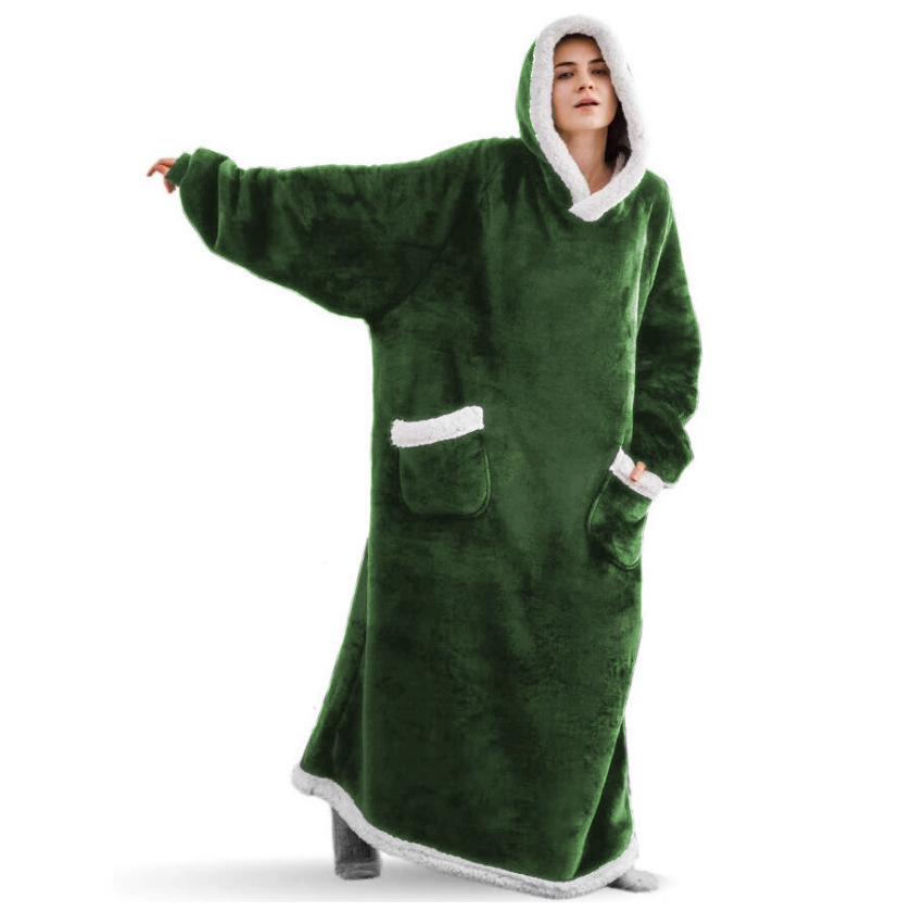 Lazy Blanket Hooded Flannel TV Blanket Lazy Clothes Pajamas Sweater - Image 5