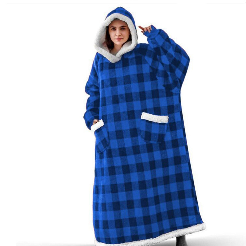 Lazy Blanket Hooded Flannel TV Blanket Lazy Clothes Pajamas Sweater - Image 2