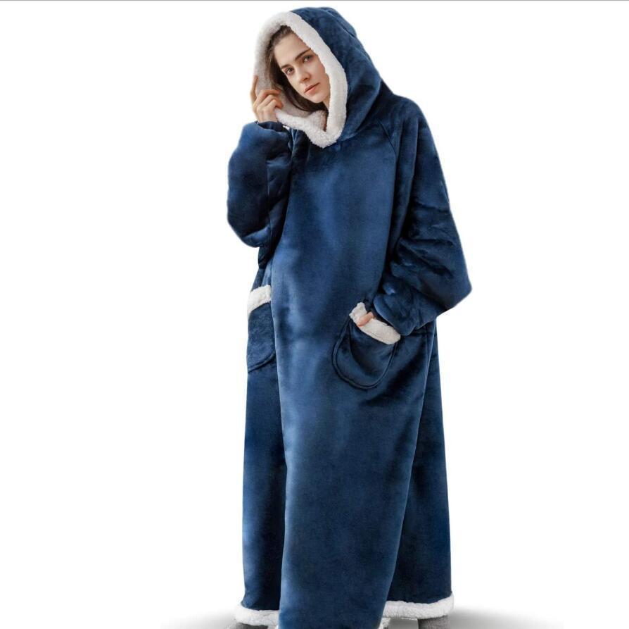 Lazy Blanket Hooded Flannel TV Blanket Lazy Clothes Pajamas Sweater - Image 10