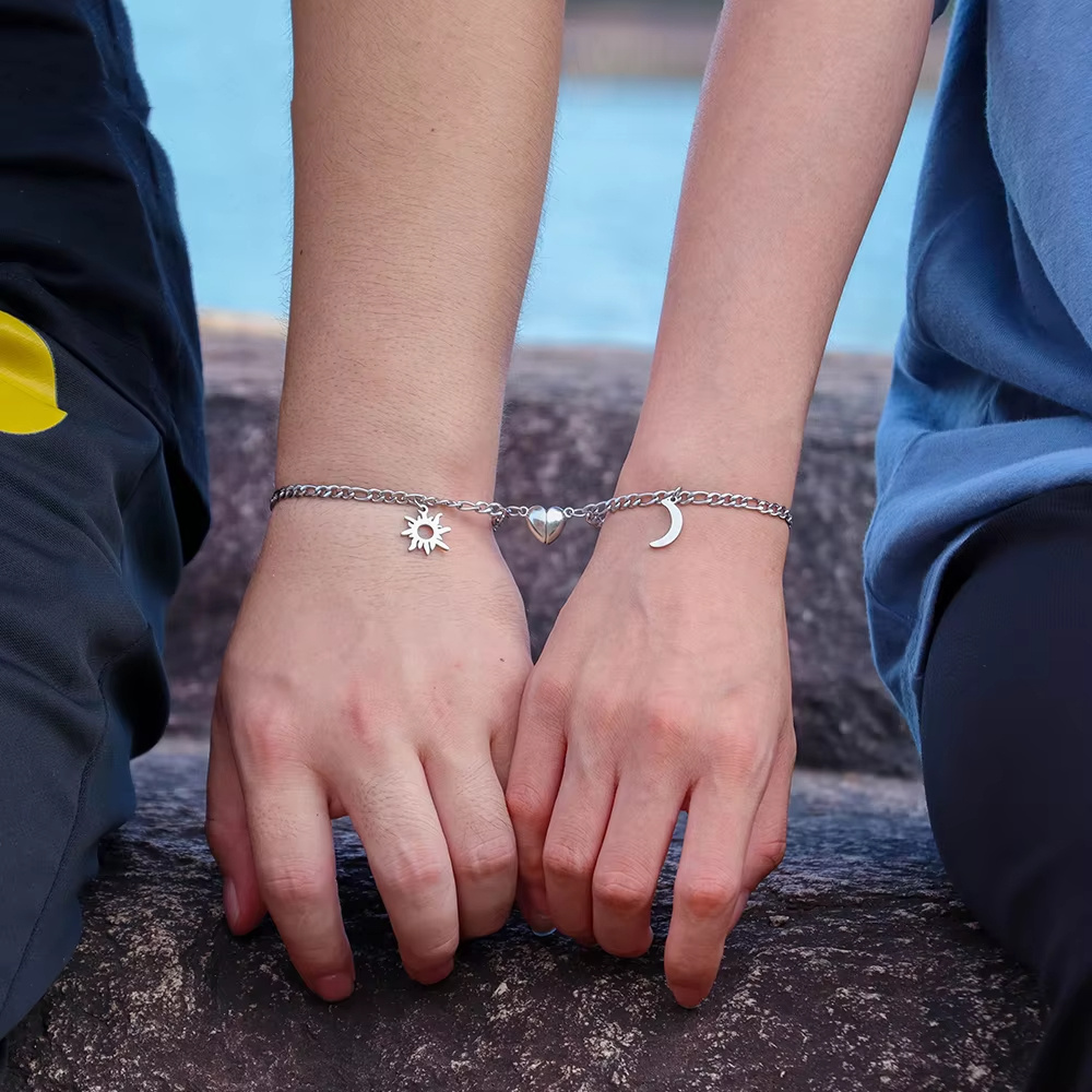 2Pcs Sun Moon Charm Magnet Attraction Stainless Steel Bracelets For Couples Men Women Jewelry Wholesale Valentine's Day Gifts - Image 9