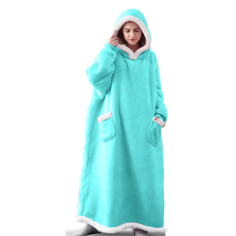 Lazy Blanket Hooded Flannel TV Blanket Lazy Clothes Pajamas Sweater - Image 7